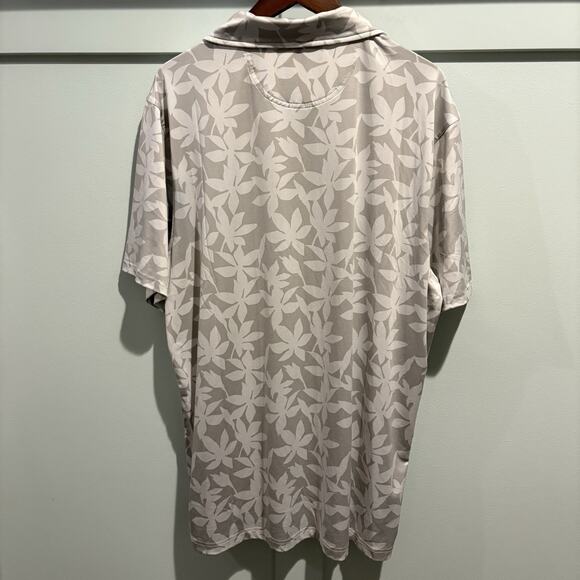 Simply Southern Polo Shirt Men Sz XL Gray Cream Floral Leaf Print Beach Resort - Picture 7 of 11